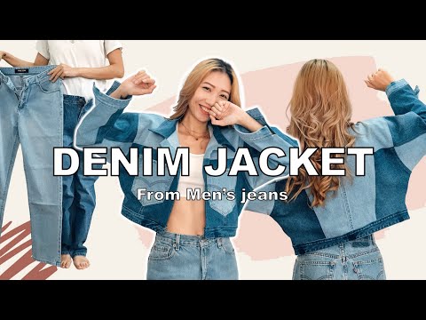 DIY DENIM JACKET from Men's jeans - Great way to recycle old jeans - YouTube
