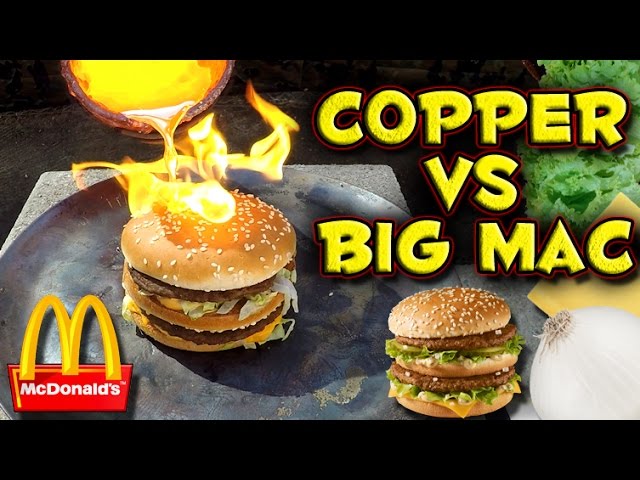 Pouring Molten Copper On A Big Mac - Video