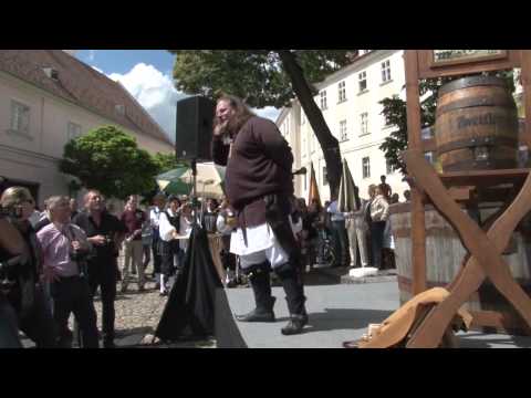 Historisches Gautschfest 2012 von Druckhaus Schiner bei der Gozzoburg in Krems