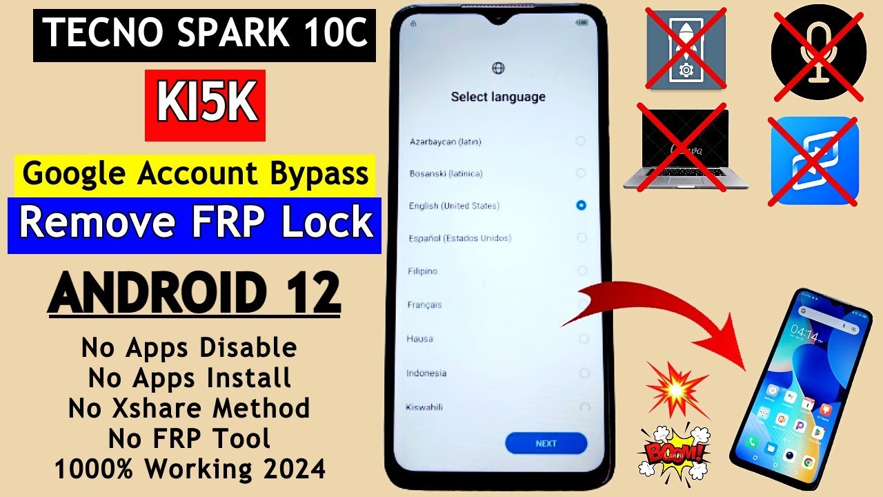 Without PC; Tecno Spark 10c Frp Bypass Android 12 | Without PC; Tecno Spark 10c Frp Bypass Android 12 |