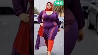 Plus Size Fashion Model Stylish Hijab Kurti & Leggings Look