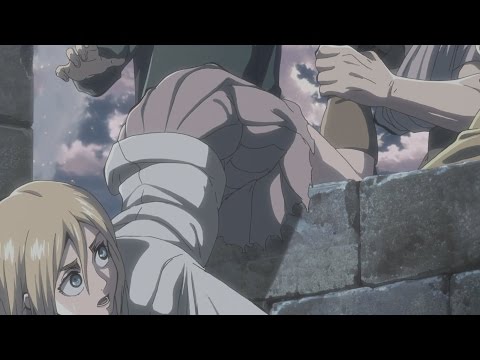 Reiner saves Christa from falling! Attack on Titan Episode 30
