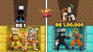 Rs1 Vs Rs100,000,000 Anime Mining Challenge In Minecraft