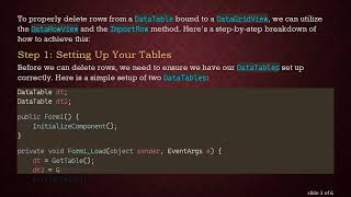 How To Properly Delete A Datatable Row Bound To A Datagridview In C
