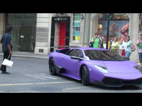 MATT PURPLE LAMBORGHINI LP670SV CRUSING IN LONDON