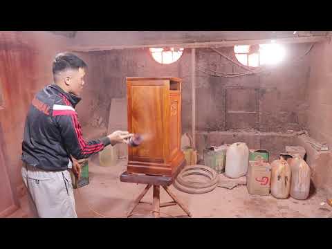 Thăm xưởng phun sơn PU - kỹ thuật vào mầu gỗ nội thất phòng ngủ - ĐỒ GỖ SƠN THỊNH
