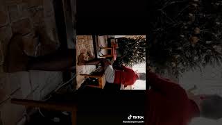 Decorating Christmas Tree Wearing 15, 40 And 100 Denier Black Tights