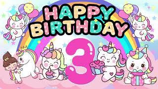 1 Hour Happy 3Rd Birthday Unicorn Theme Background Happy Birthday Song
