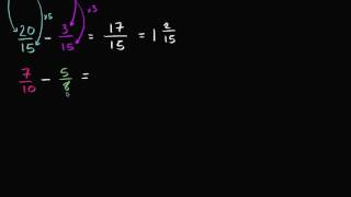 Subtrair frações com denominadores diferentes - Khan Academy em português (5º ano)