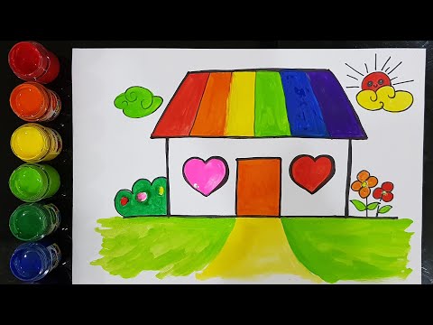 Dạy vẽ Ngôi nhà đơn giản dễ hiểu ♥ How To Draw A House ♥