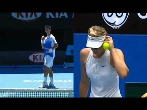 Novak ジョコビッチ imitates マリア シャラポワ