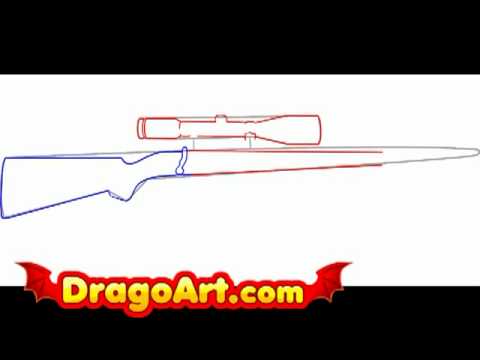 How to draw a Rifle, step by step - YouTube