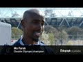 Mo Farah: it's great to be back in the Olympic Stadium