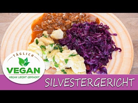 Rotkohl Rotkraut | vegane Butternocken | Zwiebelsauce | Silvester Gericht | Festtagsgericht Vegan