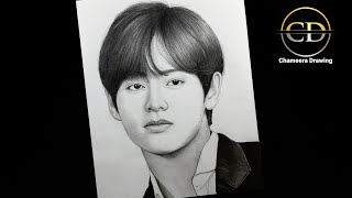 How To Draw A Bts V Kim Taehyung Step By Step Pencil Drawing Easy Drawing Tutorial