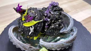 Awabi Tempura Charcoal Abalone With Liver Miso Sauce
