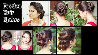 2 Quick&Easy Indian Bun Hairstyles for saree/anarkali/lehnga//Party Hairstyles for medium/long hair
