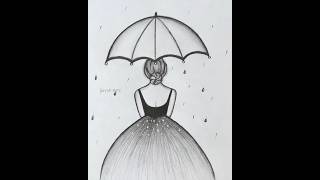 Girl With Umbrella Drawing❤️ #Drawing #Satisfying #Art #Artvideo #Viral #Girldrawing #Shorts #Fyp