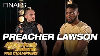 LOL! Preacher Lawson Attempts To Throw Knives At Deadly Games - America's Got Talent: The Champions