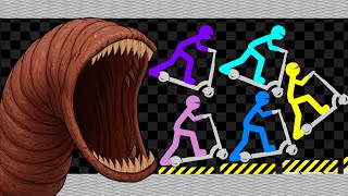 Survival Stickman Scooter Race - Escape From Dangerous Sandworm