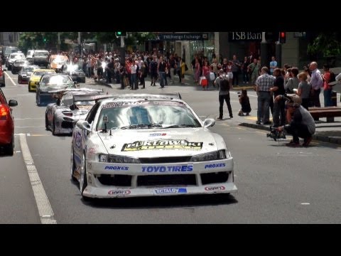 D1NZ Drift Cars Invade Queen Street Auckland City New Zealand 2012