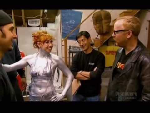 Kari Byron in a silver bikini gets painted silver from headtotoe to test 