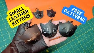 Diy Leather Cat Keychain. Small Leather Kittens. Free Pattern.