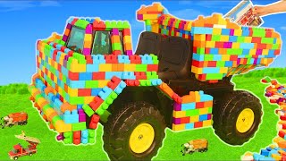 Fire Truck, Police Cars, Train, Excavator, Tractor & Garbage Trucks LEGO Toy Vehicles for Kids