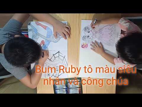 Bum tô màu siêu nhân Ruby tô màu công chúa/Children Coloring Superman and Queen