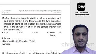 Lecture 15_1 - Equations - Part 2 - CA Foundation