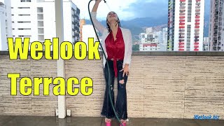 Wetlook Girl Jeans | Wetlook Girl Gets Wet On The Terrace At Home With A Hose | Wetlook Hair