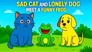 Sad Cat And Lonely Dog Meet A Funny Frog Kids Moral Story