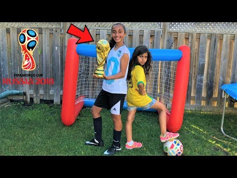 Kids pretend play Inflatable world cup Goal Challenge! family fun game