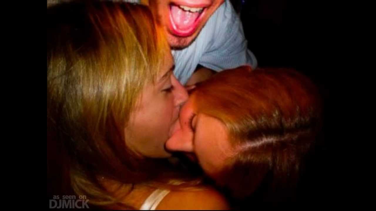 Sexy girls tongue kissing party