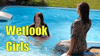 Wetlook Group Girls Gets Wet In Dress | Wetlook Girl Swimming Together Fully Clothes | Wetlook Dress