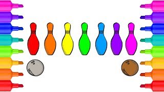 Learning Colors With Bowling Balls For Kids And Children 10 Pin Bowling Coloring Pages