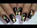 Abstract Neon nail art design video tutorial
