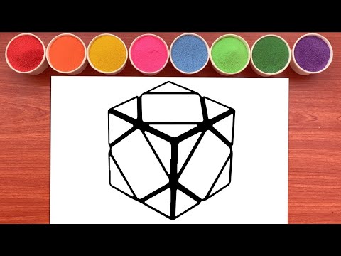 Học Vẽ, Tô Màu Tranh Cát Rubik 3x3 Biến Thể - Sand Painting Rubik's Cube (Rainbow Candy)