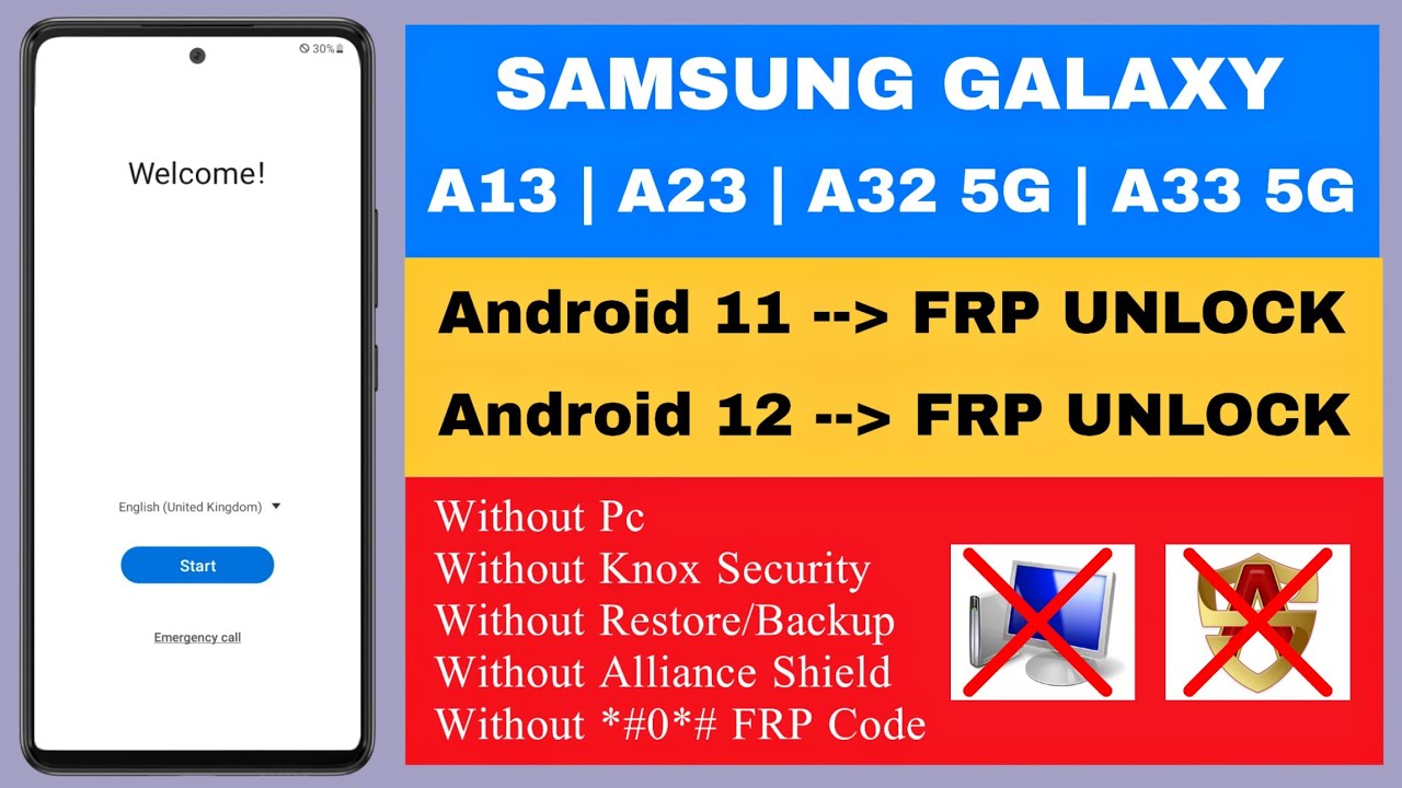 Samsung Galaxy A13/A23/A32 5G/A33 5G FRP Unlock Samsung Galaxy A13/A23/A32 5G/A33 5G FRP Unlock