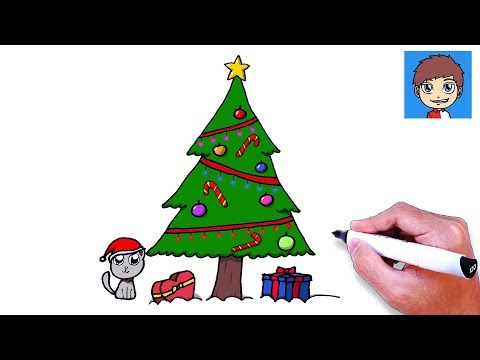 Cara Menggambar Pohon Natal Mudah