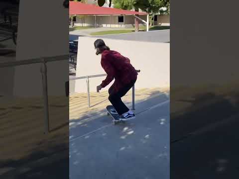 Kevin boardslide's big rail with skate stoppers ‼️