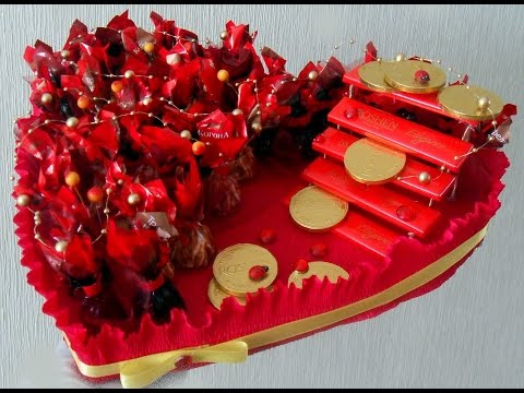 Сердце из конфет: мастер класс с видео и фото Сердце из конфет: мастер класс с видео и фото
