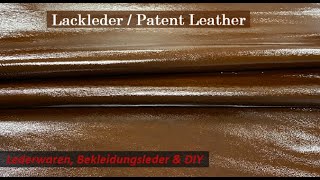 Lackleder Geprägt, Echtleder Braun Patent Leather Embossed, Genuine Leather Brown