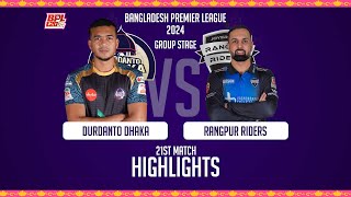 Durdanto Dhaka vs Rangpur Riders || 21st Match  || BPL 2024