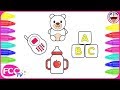 Dạy bé vẽ chú gấu teddy, vẽ đồ chơi học chữ, vẽ bình sữa, vẽ điện thoại di động