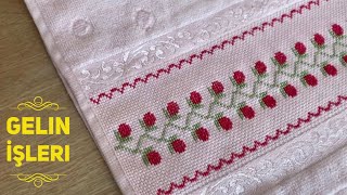 Kanavi̇ce İşlemeye Yeni̇ Başlayanlar İçi̇n İki̇ Renkli̇ Havlu Modeli̇ Etami̇n Havlu Modelleri̇