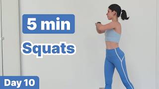 Day 10 5 Min Squat Workout At Home No Equipment, All Standing Leg & Glute Challenge