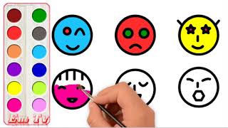 How to Draw and Paint Emoji Art Colours for Kids | Emoji Coloring Pages for Baby