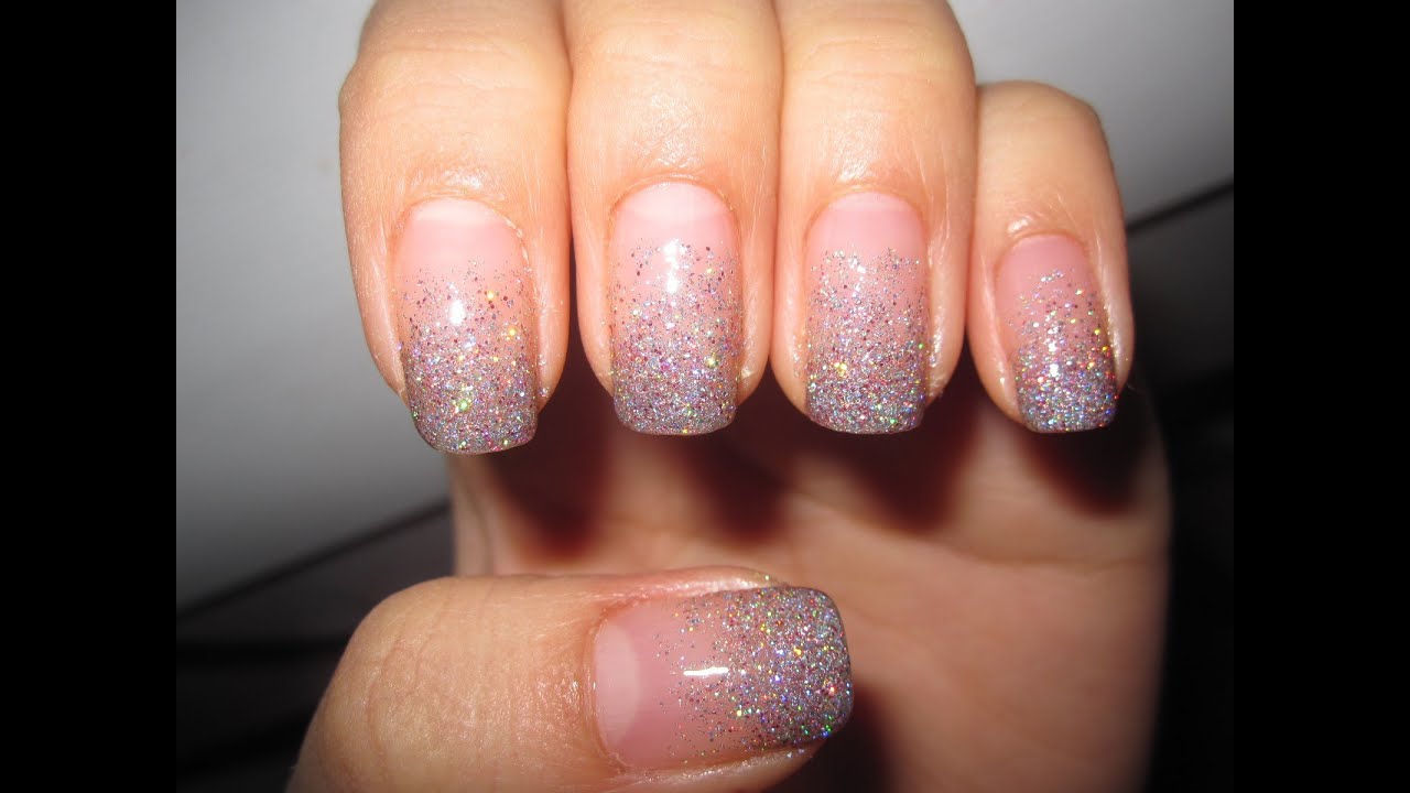 8. Clear Acrylic Nails with Pink Glitter Fade - wide 2