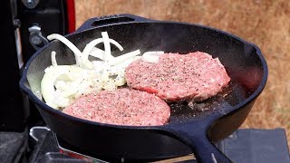 Cheeseburger with a cast iron skillet, no recipe needed Cheeseburger with a cast iron skillet, no recipe needed